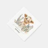 ハイランド牛の赤ちゃんシャワーサボテン スタンダードカクテルナプキン (角)