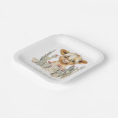 ハイランド牛の赤ちゃんシャワーサボテン ペーパープレート (傾斜あり)