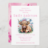 ハイランド牛の赤ちゃんシャワーブリスガール 招待状 (正面/裏面)