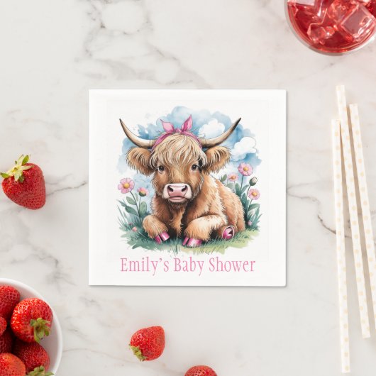 ハイランド牛の赤ちゃんシャワーブリス スタンダードカクテルナプキン (インサイチュ)