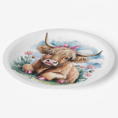 ハイランド牛の赤ちゃんシャワーブリス ペーパープレート (アングル)