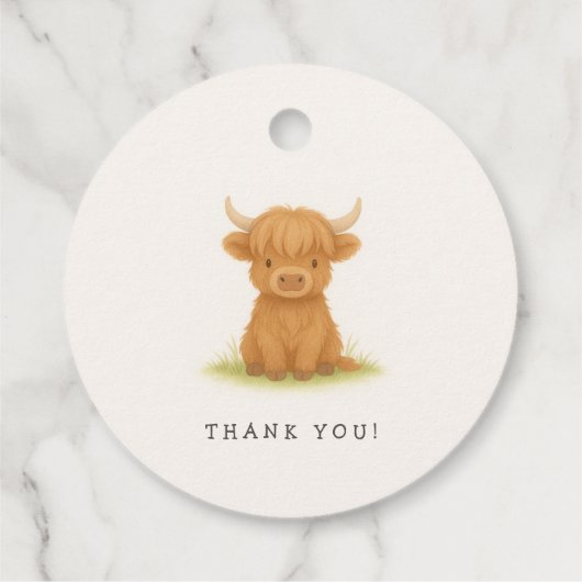ハイランド牛の赤ちゃんシャワーメッセージカード フェイバータグ (裏面)