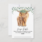 ハイランド牛の赤ちゃんシャワー招待状 おむつくじ 招待状 (正面)