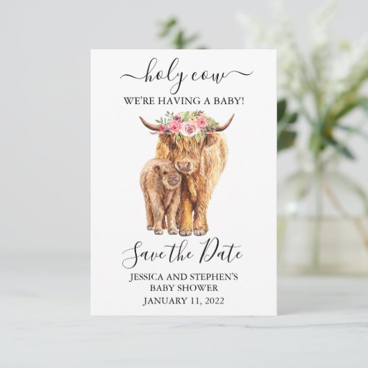 ハイランド牛の赤ちゃんシャワー日付を保存 セーブザデート (スタンド正面)