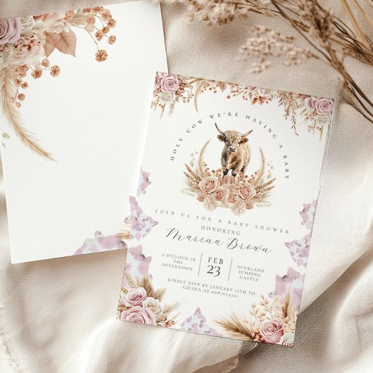 ハイランド牛の赤ん坊のシャワー、神聖な牛の私たちはベビー 招待状