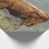 ハイランド牛の霧の朝のデコページ ラッピングペーパー (角)