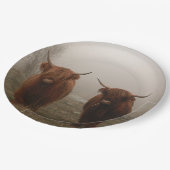 ハイランド牛の霧写真 ペーパープレート (アングル)