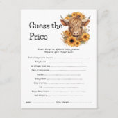 ハイランド牛は価格ベビーシャワーゲームカードを推測 招待状 (正面)