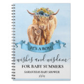 ハイランド牛は知恵の青い男の子を願う ノートブック (正面)