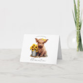 ハイランド牛ひまわりバケツ折り畳みノートカード ノートカード (正面)