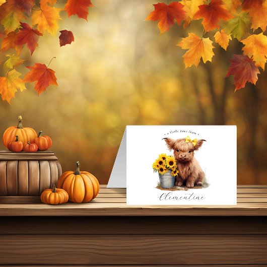 ハイランド牛ひまわりバケツ折り畳みノートカード ノートカード