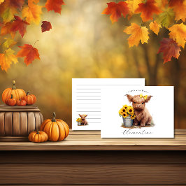 ハイランド牛ひまわりバケツ ノートカード