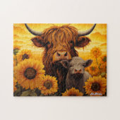 ハイランド牛ひまわり子牛パズル ジグソーパズル (横)
