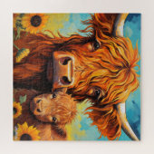 ハイランド牛ひまわり子牛パズル ジグソーパズル (横)