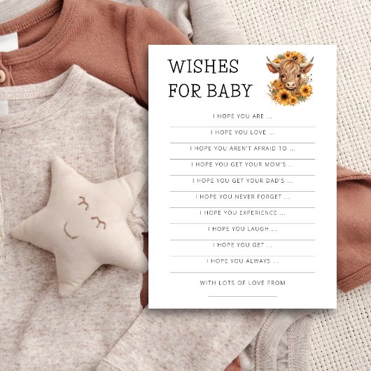 ハイランド牛ひまわり花赤ちゃんのシャワーカードを願う 招待状