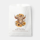 ハイランド牛ひまわり花赤ちゃんシャワーありがとう フェイバーバッグ (正面)