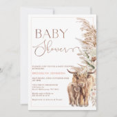 ハイランド牛ふくらはぎフローラフレーム赤ちゃんシャワー 招待状 (正面)