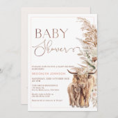 ハイランド牛ふくらはぎフローラフレーム赤ちゃんシャワー 招待状 (正面/裏面)