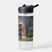 ハイランド牛ふくらはぎ秋の草モノグラムイニシャル ウォーターボトル (左面)