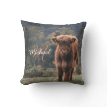 ハイランド牛ふくらはぎ秋の草モノグラムイニシャル