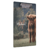 ハイランド牛ふくらはぎ秋の草モノグラムイニシャル クリップボード (右)