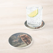 ハイランド牛ふくらはぎ秋の草モノグラムイニシャル コースター (側面)