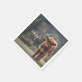 ハイランド牛ふくらはぎ秋の草モノグラムイニシャル スタンダードカクテルナプキン (角)