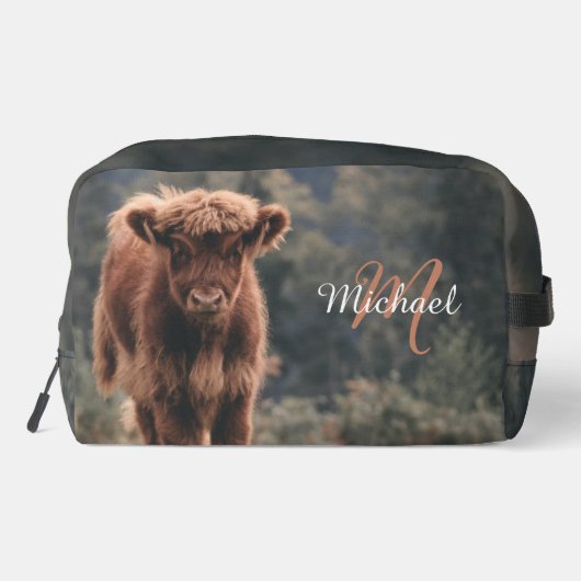 ハイランド牛ふくらはぎ秋の草モノグラムイニシャル ドップキット (裏面)