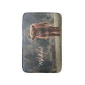 ハイランド牛ふくらはぎ秋の草モノグラムイニシャル バスマット (正面縦)