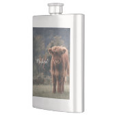 ハイランド牛ふくらはぎ秋の草モノグラムイニシャル フラスク (左)