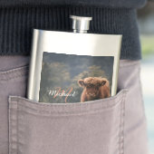 ハイランド牛ふくらはぎ秋の草モノグラムイニシャル フラスク (インサイチュ)