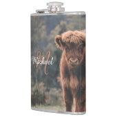 ハイランド牛ふくらはぎ秋の草モノグラムイニシャル フラスク (左)