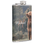 ハイランド牛ふくらはぎ秋の草モノグラムイニシャル フラスク (右)