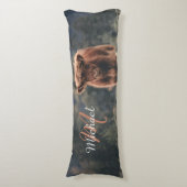 ハイランド牛ふくらはぎ秋の草モノグラムイニシャル ボディピロー (正面縦)