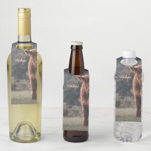 ハイランド牛ふくらはぎ秋の草モノグラムイニシャル ボトルネックタグ