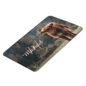 ハイランド牛ふくらはぎ秋の草モノグラムイニシャル マグネット (左側)