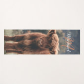 ハイランド牛ふくらはぎ秋の草モノグラムイニシャル ヨガマット (正面(横))