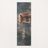 ハイランド牛ふくらはぎ秋の草モノグラムイニシャル ヨガマット (正面)