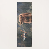 ハイランド牛ふくらはぎ秋の草モノグラムイニシャル ヨガマット (裏面)