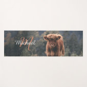 ハイランド牛ふくらはぎ秋の草モノグラムイニシャル ヨガマット (正面(横))