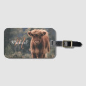 ハイランド牛ふくらはぎ秋の草モノグラムイニシャル ラゲッジタグ (正面横)