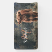 ハイランド牛ふくらはぎ秋の草モノグラムイニシャル 横断幕 (縦)