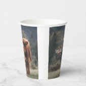 ハイランド牛ふくらはぎ秋の草モノグラムイニシャル 紙コップ (右)