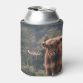 ハイランド牛ふくらはぎ秋の草モノグラムイニシャル 缶クーラー (缶正面)