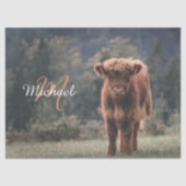 ハイランド牛ふくらはぎ秋の草モノグラムイニシャル 薄葉紙 (正面)