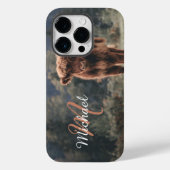 ハイランド牛ふくらはぎ秋の草モノグラムイニシャル Case-Mate iPhoneケース (裏面)