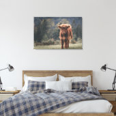 ハイランド牛ふくらはぎ秋の草原 キャンバスプリント (インサイチュ (寝室))