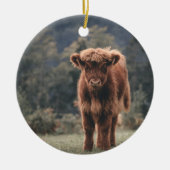 ハイランド牛ふくらはぎ秋の草原 セラミックオーナメント (正面)
