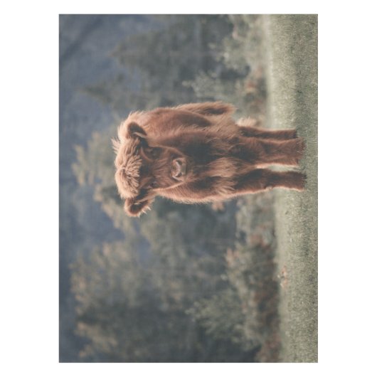 ハイランド牛ふくらはぎ秋の草原 テーブルクロス (正面)