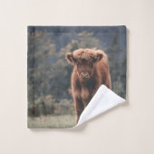 ハイランド牛ふくらはぎ秋の草原 バスタオルセット (ウォッシュタオル)